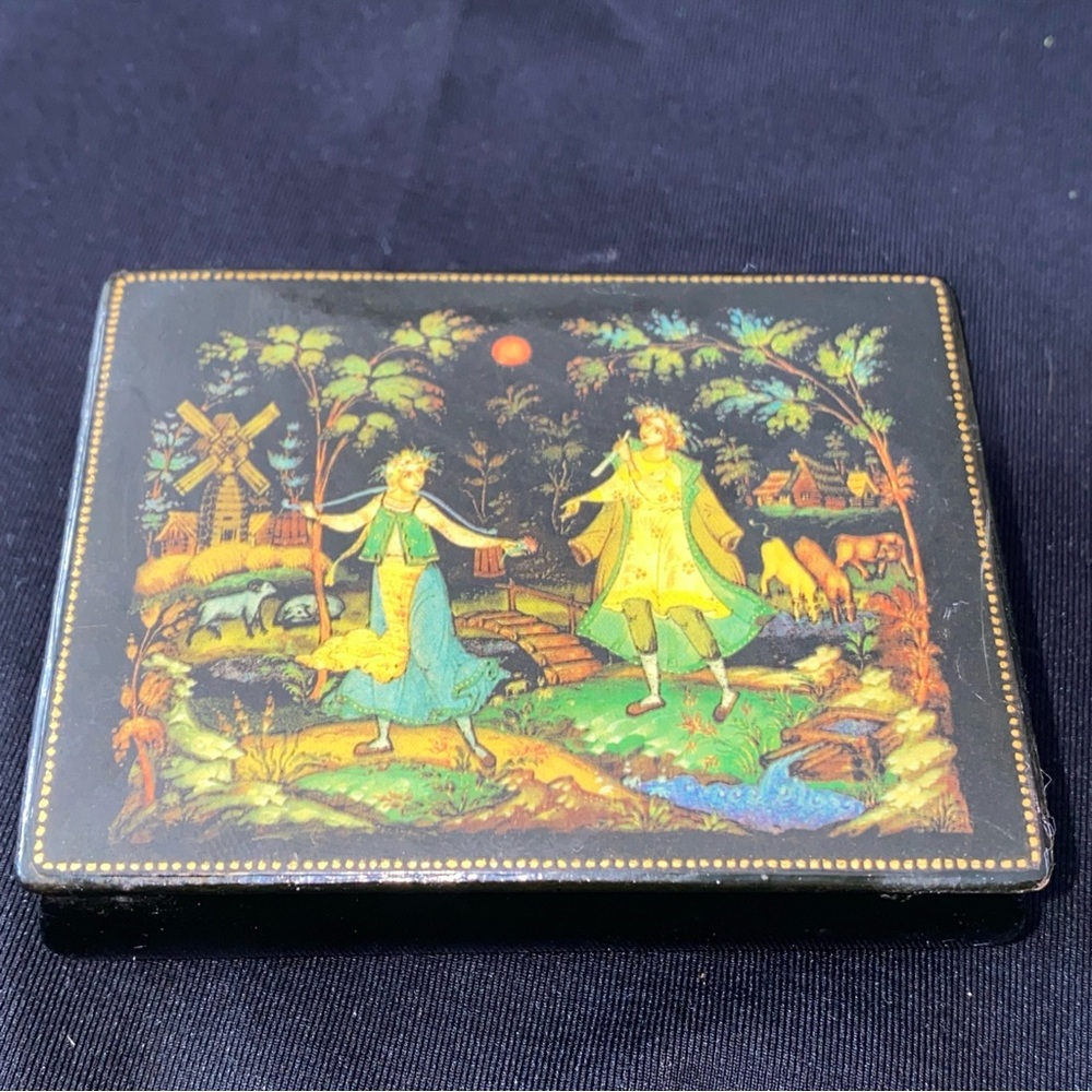 "Firebird" Russian Lacquer Box USSR Vintage Russia Black Trinket Fire-Bird